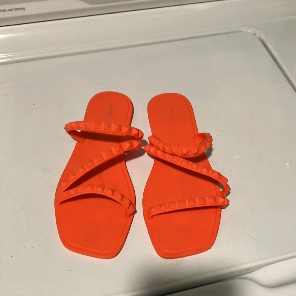 Forever 21 orange plastic slide sandals women’s size 8